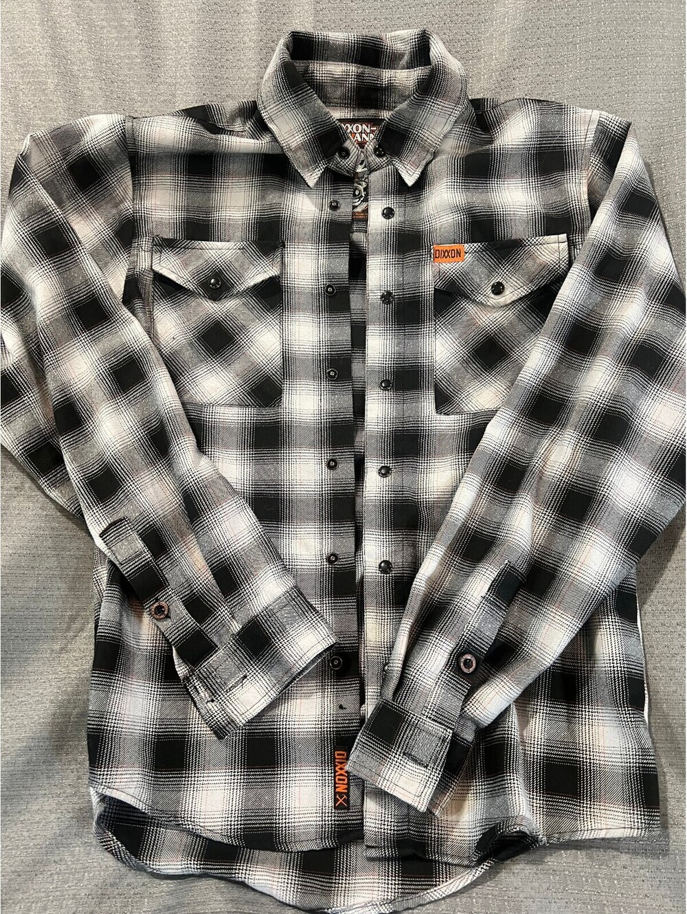 Dixxon Flannel Co The Big Twin Men XS Black White Plaid Motorcycle Shirt